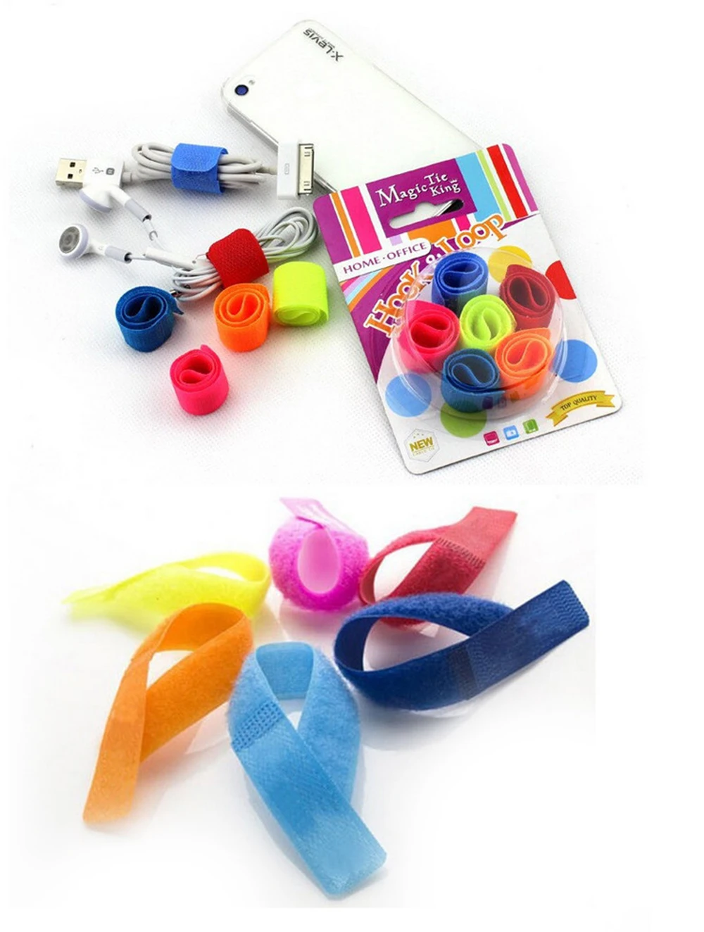 6 шт. цветные ремни на липучке многофункциональный провод кабель для передачи