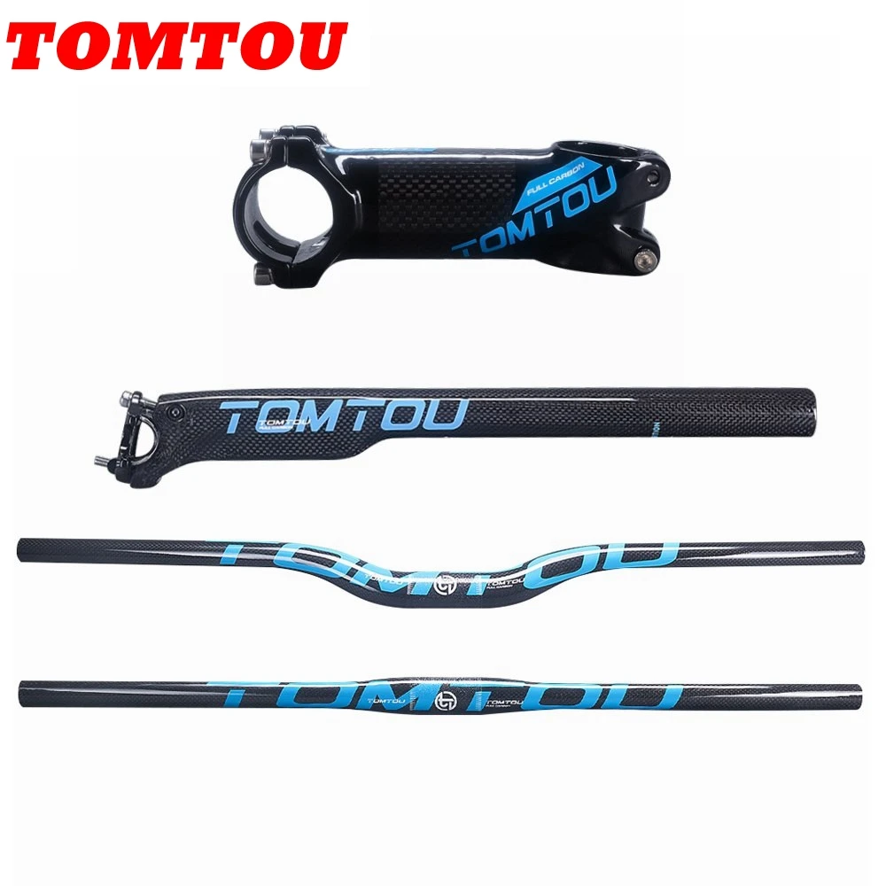 

TOMTOU 3K углеродная горная велосипедная ручка + стержень + Сиденье труба велосипедные горные велосипедные стержни наборы запчастей-TS9T28