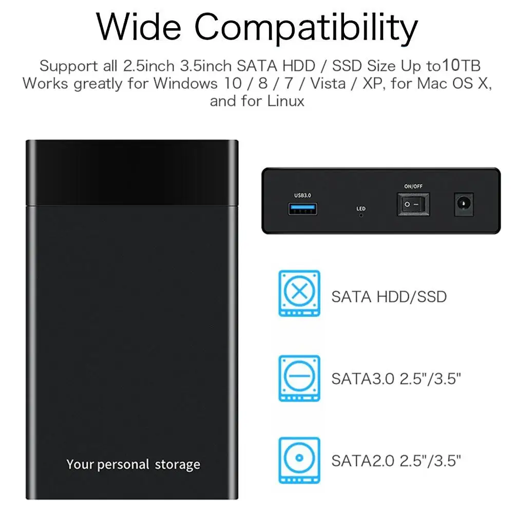 Чехол для жесткого диска 2 5 &quot3 5&quot корпус 3 дюйма с SATA на USB3.0 внешний поддержкой