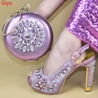 Doershowхит продаж, комплект из туфель и сумочки в африканском стиле 2019 г., комплект из итальянских туфель розового цвета, украшенный стразами, высокого качества! HXD1-9