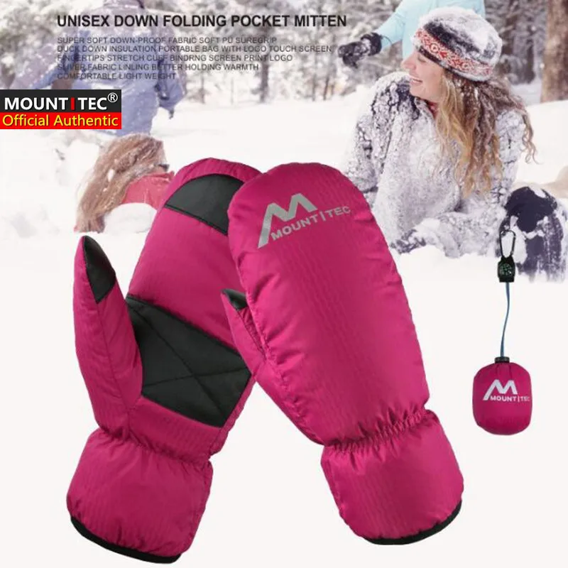 MOUNTITEC унисекс Для мужчин и Для женщин утка вниз варежки для подростков, для мальчиков и девочек складной карманный зимняя рукавица теплые Водонепроницаемый Сенсорный экран лыжные перчатки