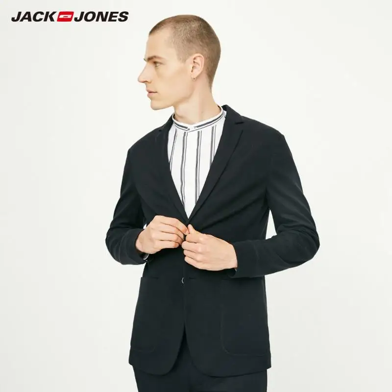 Мужской Блейзер JackJones из хлопка и льна приталенный пиджак с длинными рукавами