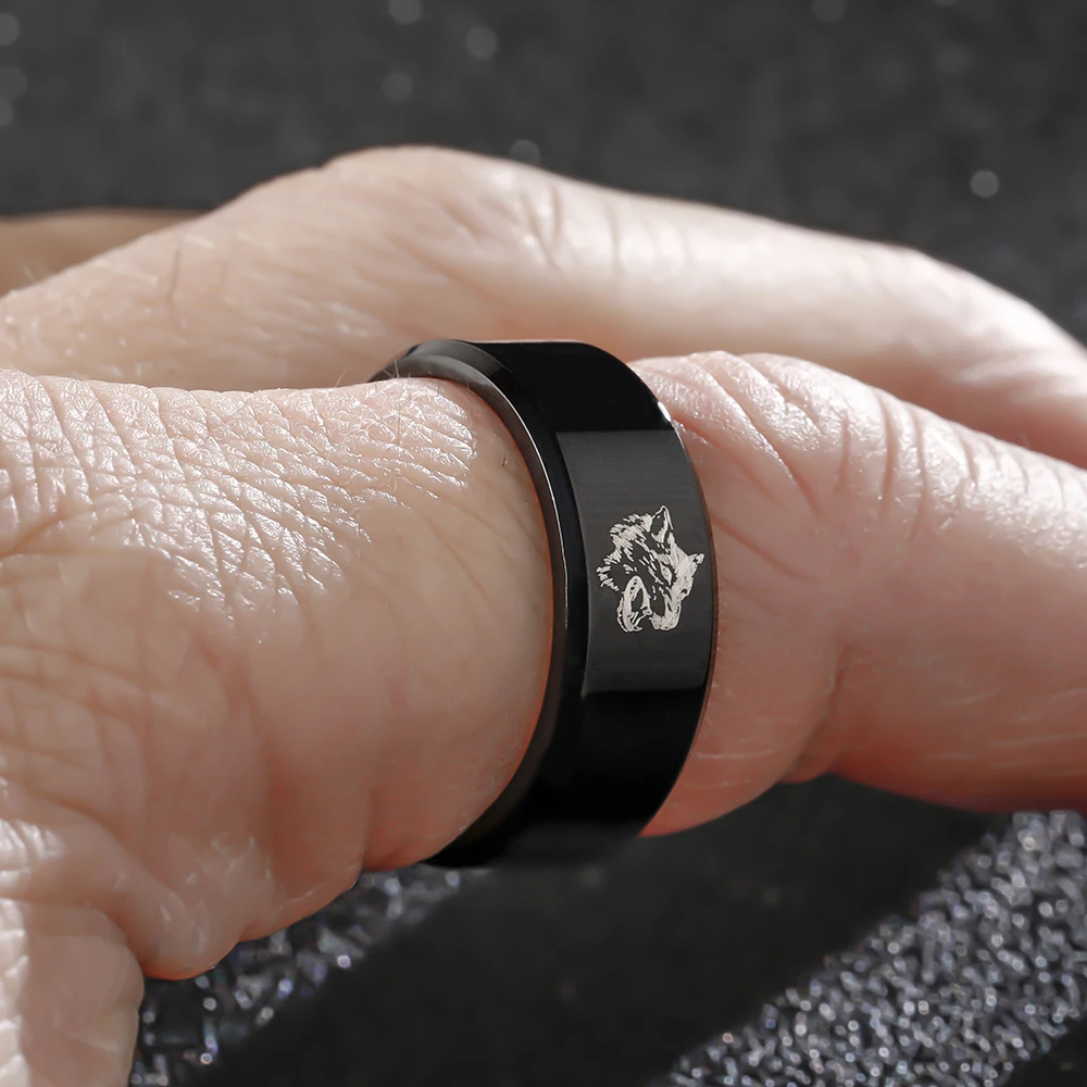 Титановое кольцо MOREDEAR 8 мм для мужчин и женщин с волком amd | Украшения аксессуары