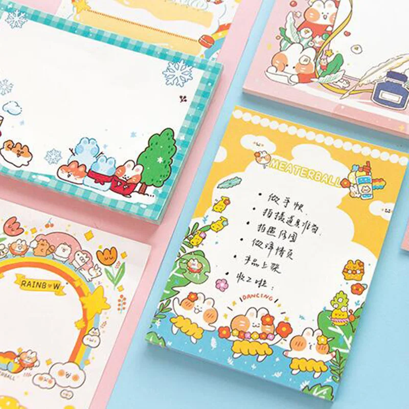 Japanese Kawaii Cat Memo Pads Kids Cartoon Kitty Notepad for School Study | Канцтовары для офиса и дома
