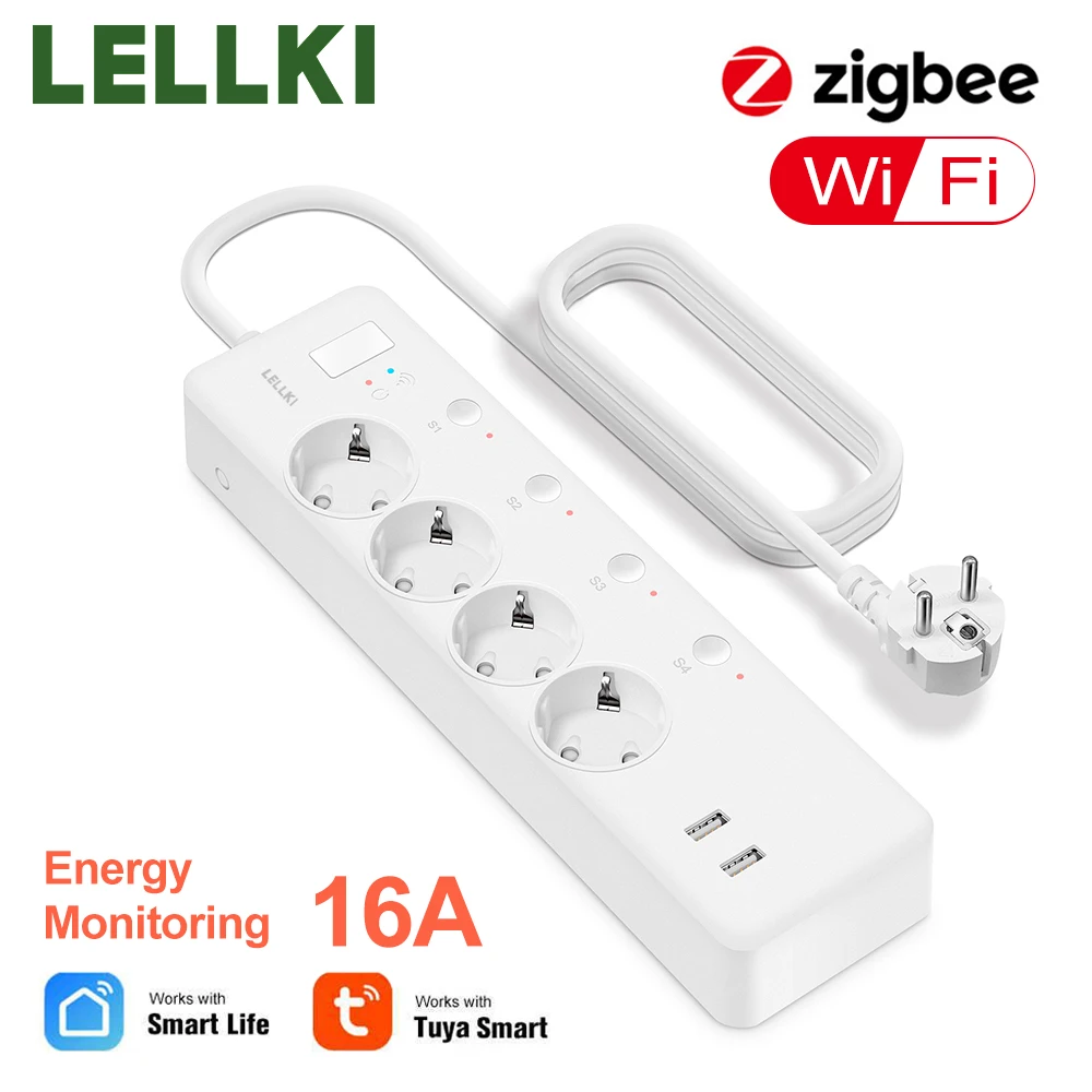 Zigbee Tira de Energia Wifi Inteligente Usb Tomada Francês ue Alemanha Coreia Plug Tuya Smartlife com Alexa Google Assistente Yandex Estação Soquetes elétricos