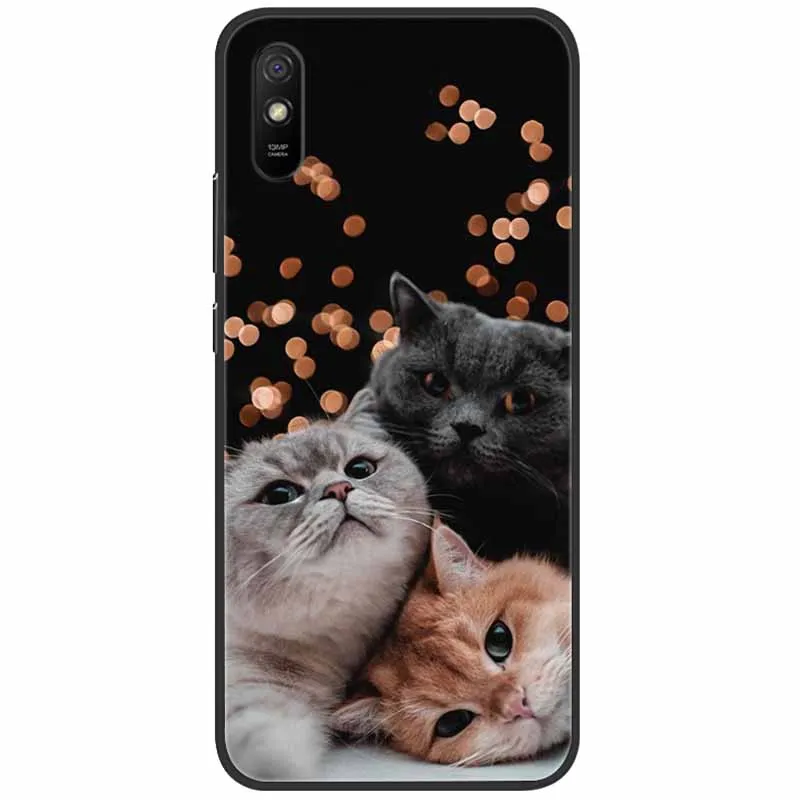 Мягкий силиконовый чехол для Redmi 9AT Черный TPU Чехол с львом-котом, защитный чехол для Xiaomi 9A Redmi9A 9 A AT T Крутая крышка на.