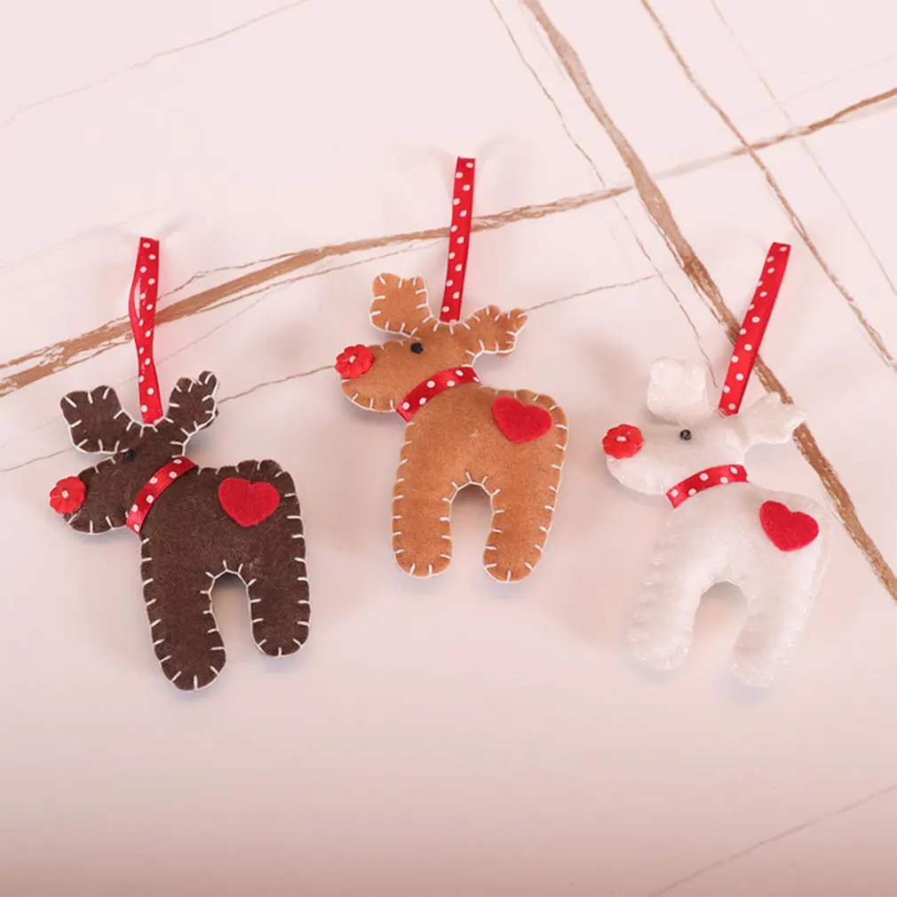 

Deer Gingerbread Man Doll Pendants Felt Hanging Ornament Window Christmas Tree Decoration Supplies Children Gifts Drop Shipping