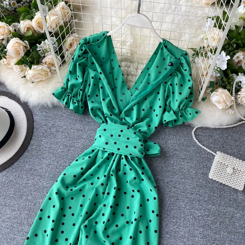 SINGRAIN Women Poka Dot Long Pant Jumpsuits Vintage Summer Streetwear Beach Overalls Bohemian Print Chiffon Wide Leg Rompers | Женская