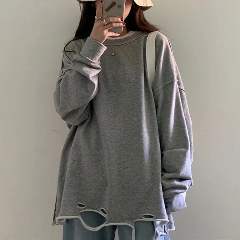 

New 2021 Female T-shirt Round collar Contrast Color Long Sleeve T Shirt Women spring T-Shirts For Women Patchwork T Shirt