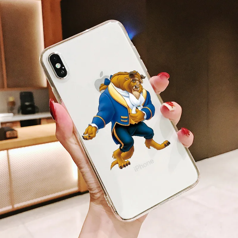 Чехол с чипом Красавица и Чудовище для iPhone X 11Pro MAX 6 6S 7 8Plus 5 5S SE XR XS Прозрачный