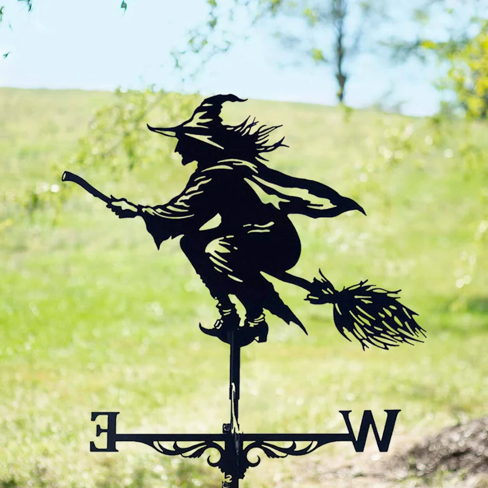 

Outdoor Yard Scene Stake Decoration Wind Direction Witch Mustang Iron Indicator Garden Ornament Home Adornment