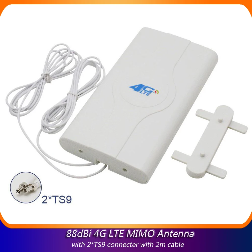 88dBi 4G LTE MIMO антенна панельная 700 2600 МГц с 2 TS9 штекерным соединителем кабелем