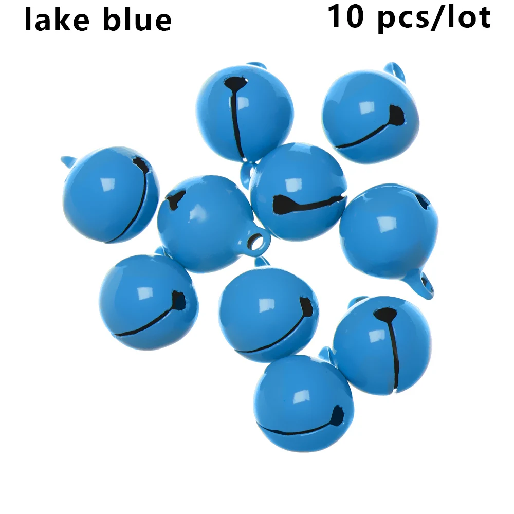 lake blue 10 шт цветные Свободные металлические бусины, железные колокольчики, рождественские подвесные Подвески, Колокольчик для елки, праздничные декоративные шары, поделки своими руками - Цвет: lake blue