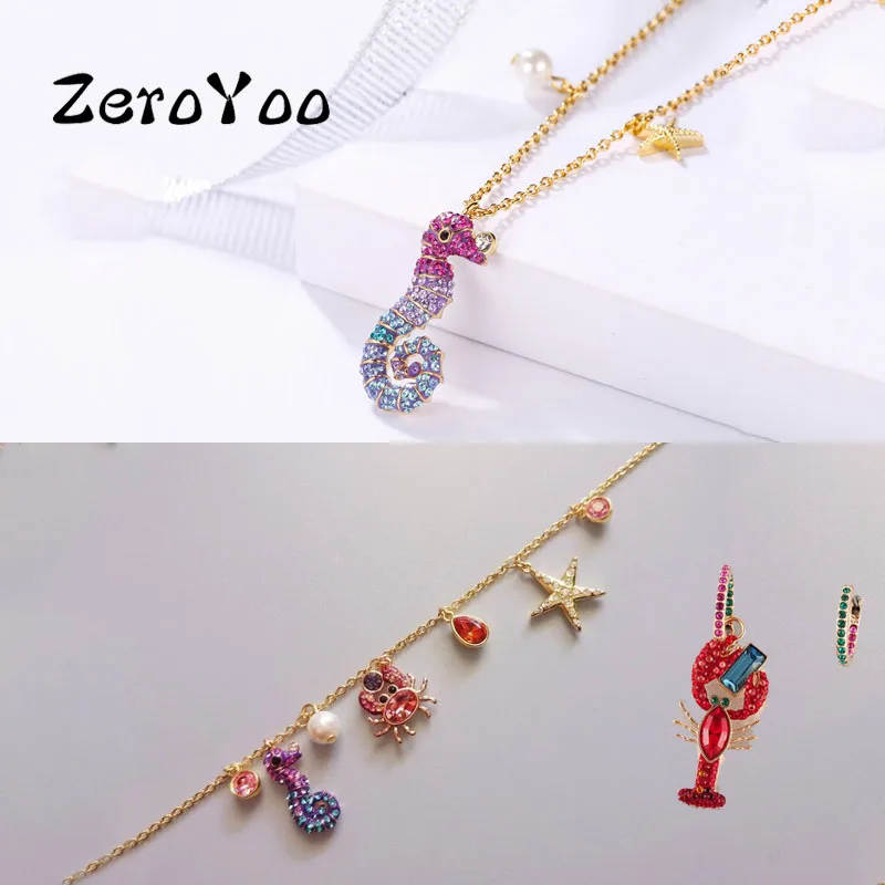 

Fashion Jewelry SWA 1:1 Charms Marine Life Female Seahorse Crab Star Pendant Adjustable Bracelet Women Free Shipping