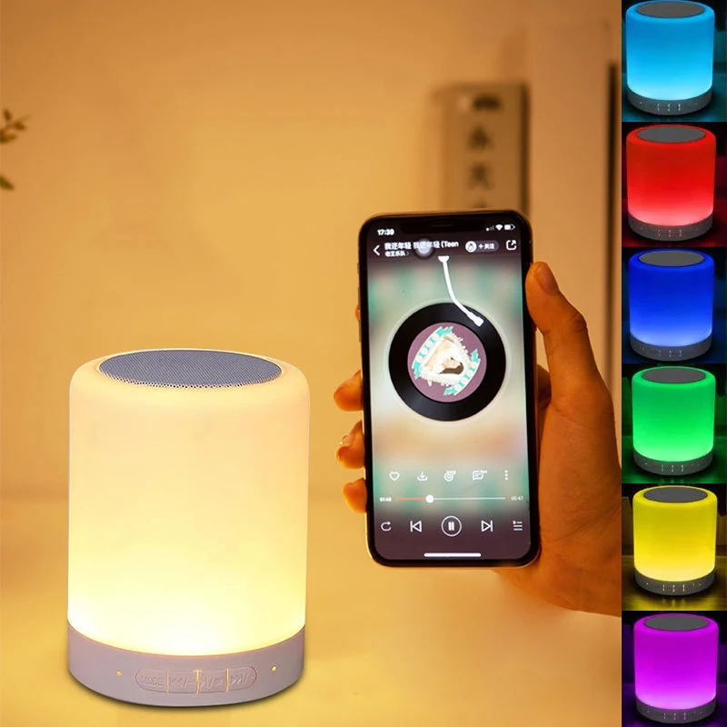 Touching Bluetooth Audio Night Light USB Rechargeable Dimmable RGB With Alarm Clock Table Lamp for Living Room Bedrooms Office