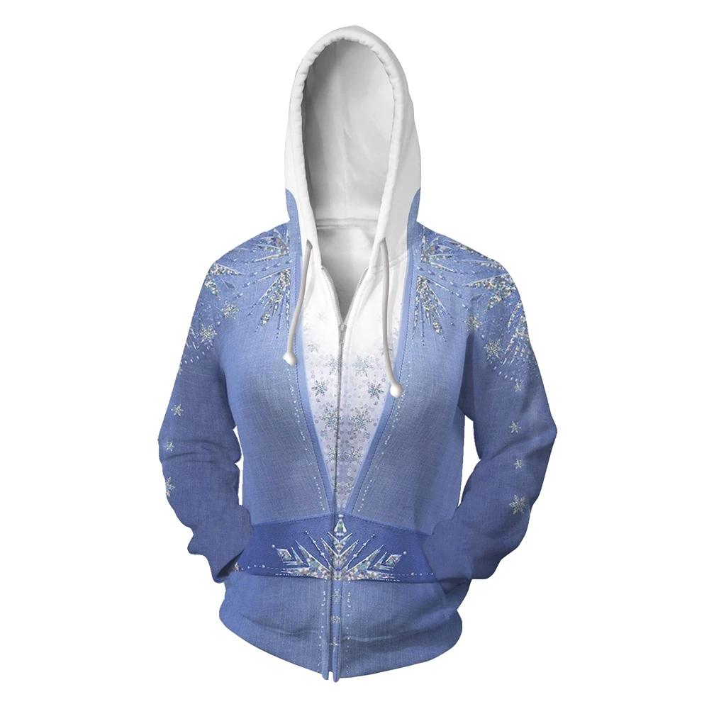 Толстовки с капюшоном изображением Эльзы Свитер объемным Куртка на молнии