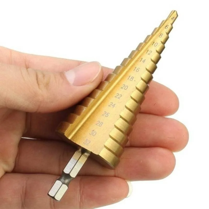 

4-12 4-32 4-20mm high speed steel stepped titanium-plated hexagonal shank pagoda drill Wood Metal Hole Cutter Core Drilling