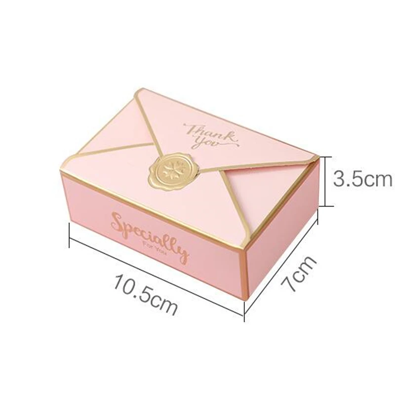 

10 pcs New Simple Creative Bronzing Gift Box Packaging Envelope Shape Wedding Candy Bags Birthday Party Cosmetic Packaging Box