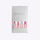 24 шт., радужные Позолоченные накладные ногти с блестками