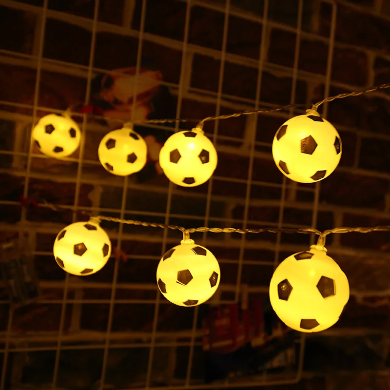LED Football String Lights Battery Power Waterproof Soccer Ball Night Light Outdoor Camping Bedroom Bar Decor Lamp Garlands | Лампы и