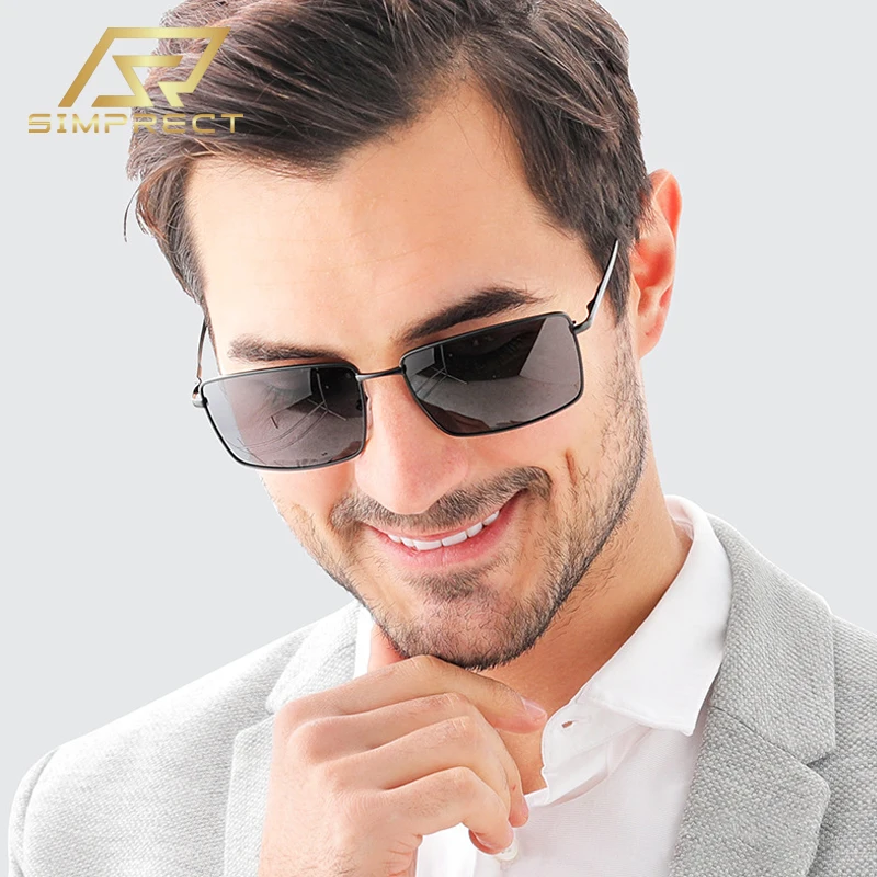 

SIMPRECT Polarized Sunglasses For Men 2021 Fashion Vintage Driving Rectangle Sunglass Luxury Brand Designer Square Sun Glasses