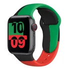 Ремешок спортивный для Apple Watch Series 7 6 SE 5 4 3, мягкий силиконовый черный браслет для iWatch 38 мм 42 мм 40 мм 44 мм, 2021