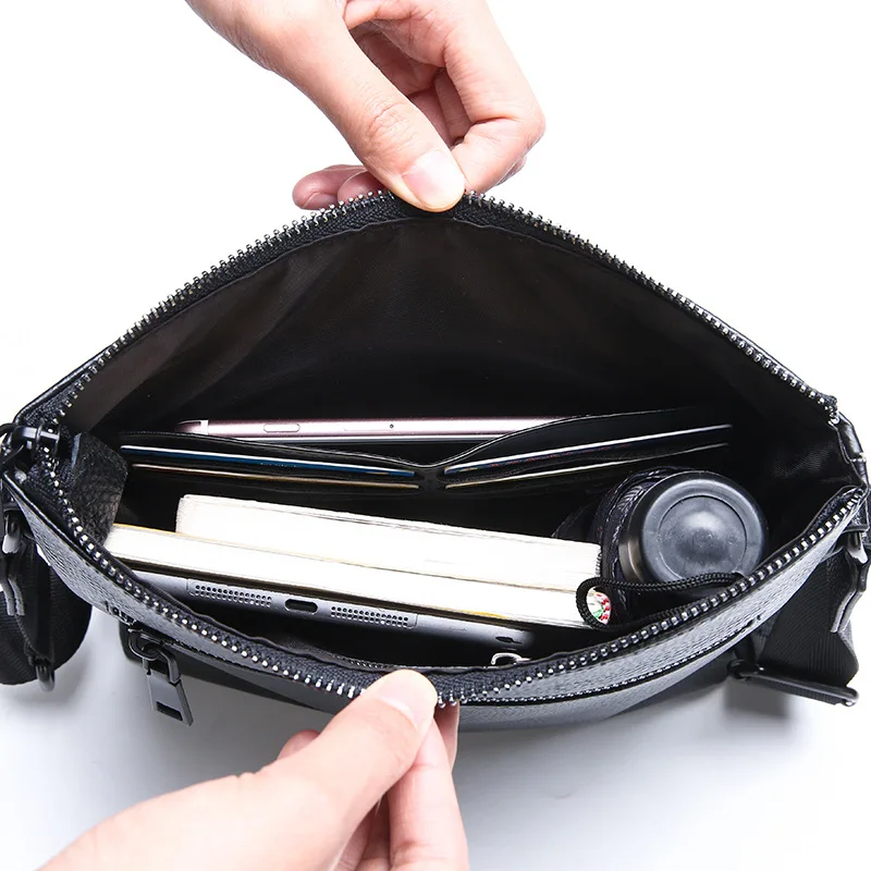 

New Fashion Men's Shoulder Bag Genuine Leather Cross Body Bag Messenger iPad Bag Casual Male Travel Bag Big Capacity Tote