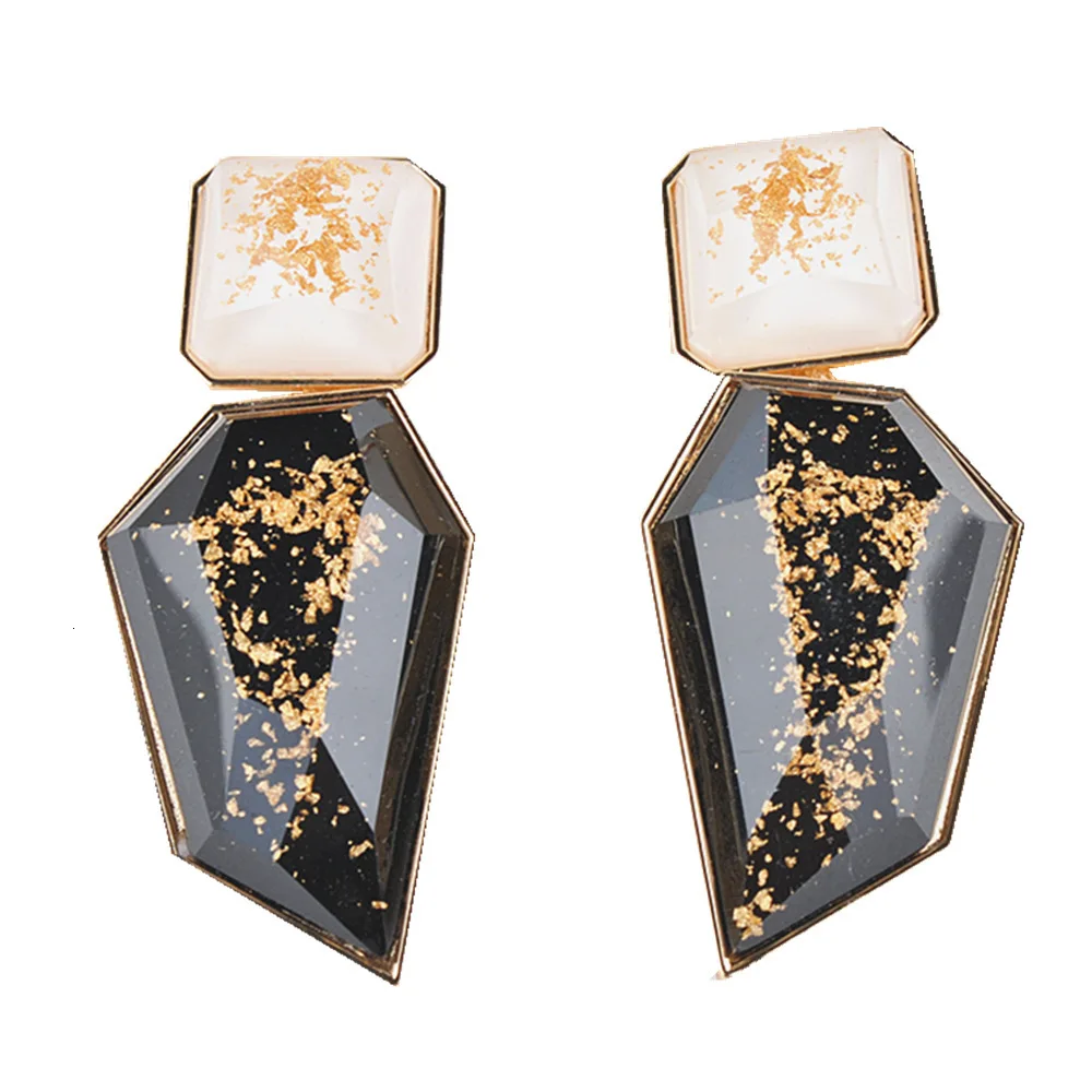 Женские акриловые висячие серьги Jouval большие геометрические макси с золотыми