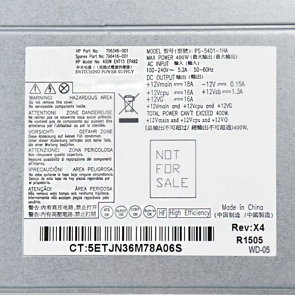 Для hp Z240 рабочая станция источник питания 400 Вт PS-5401-1HA 796346-001 796416-001