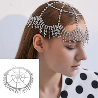 elegant crystal headwear tassel rhinestones head chain for bridal sparkly flapper headpiece luxury hair jewelry