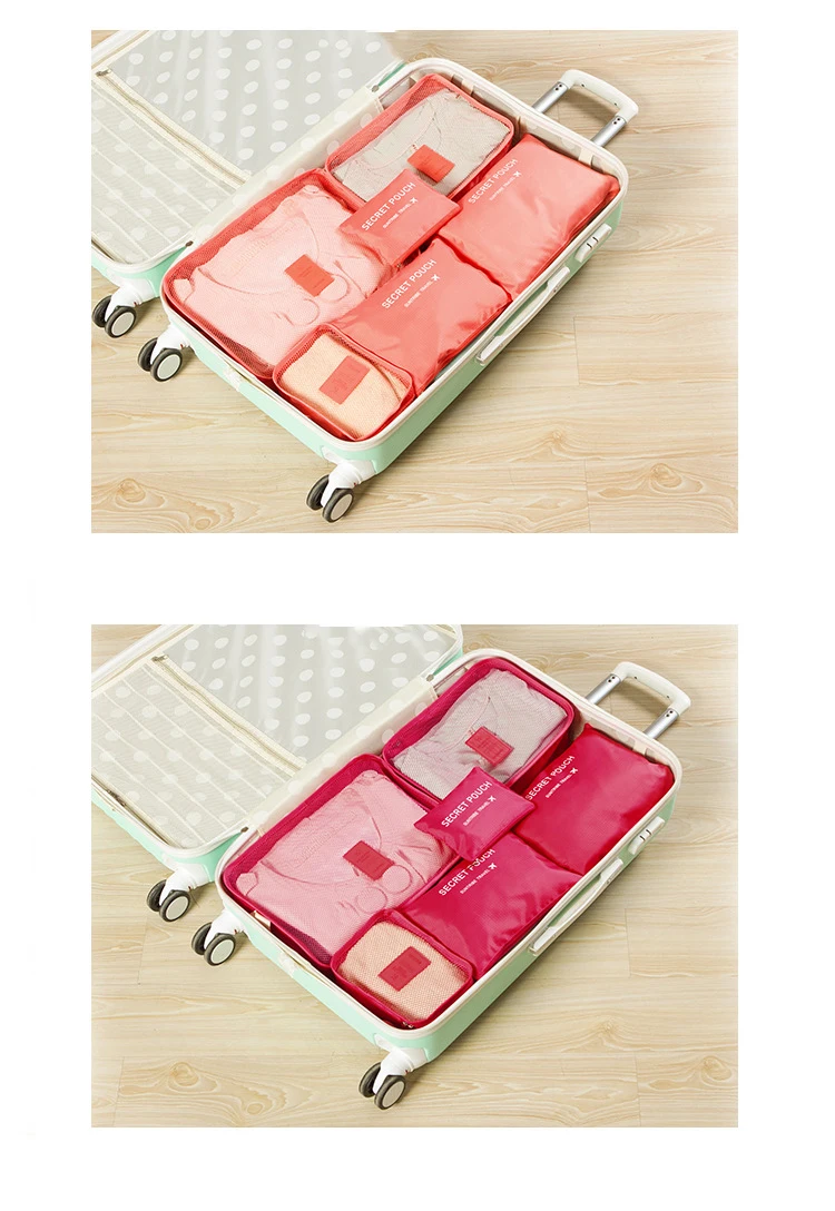 Travel 6Pcs Set Accessories suitcase organizer Clothes Storage Waterproof Bag Luggage Portable Organizer Packing Cube