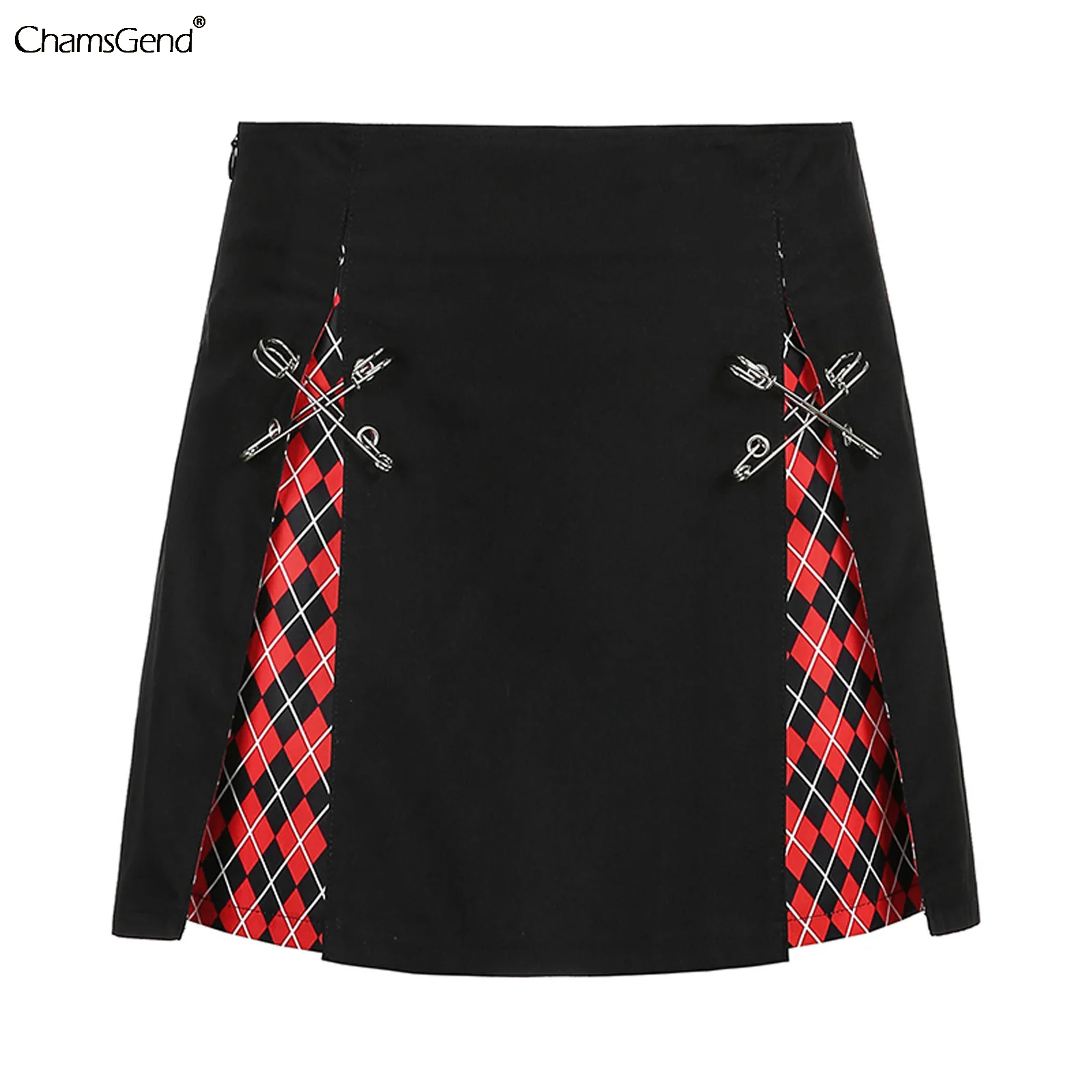 

Goth Dark Plaid Print A-line Gothic Skirts High Waist E Girl Sexy Mini Skirt Women Emo Clubwear Short Skirts Ladies Saia Faldas