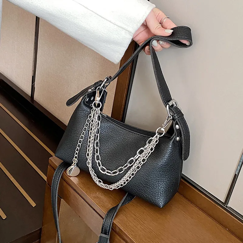 

Женская сумка через плечо, из мягкой кожи, с металлической цепочкой, 2021