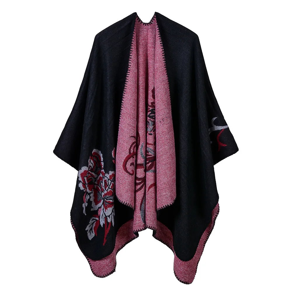 

Ladies Positioning Flowers Literary Fan Youth Fashion Autumn And Winter Thickening Extra Long To Increase Warm Shawl