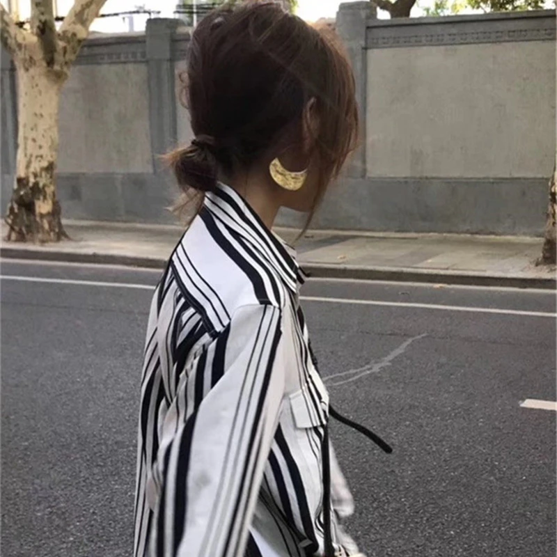 

French autumn and winter geometric metal earrings female cool earrings