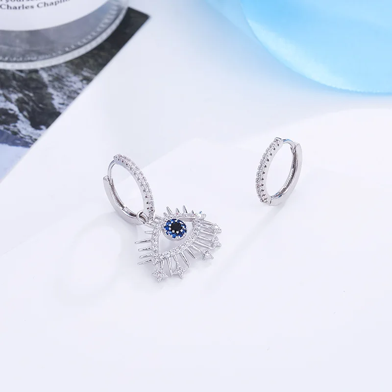 Глаз дьявола асимметричные серьги из медного сплава с инкрустацией цирконом модного женского украшения в подарок.