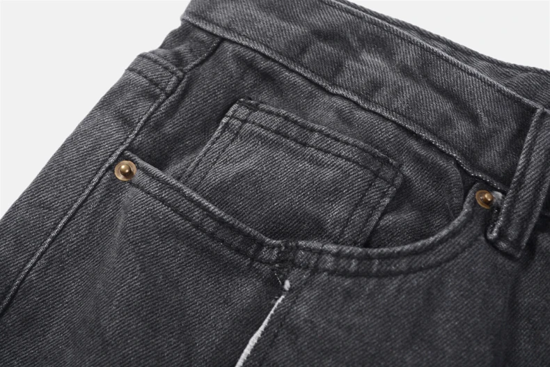Dark Icon Middle Split High Street Jeans Men Washing Grey Straight Hip Hop Jeans Men's Denim Pants