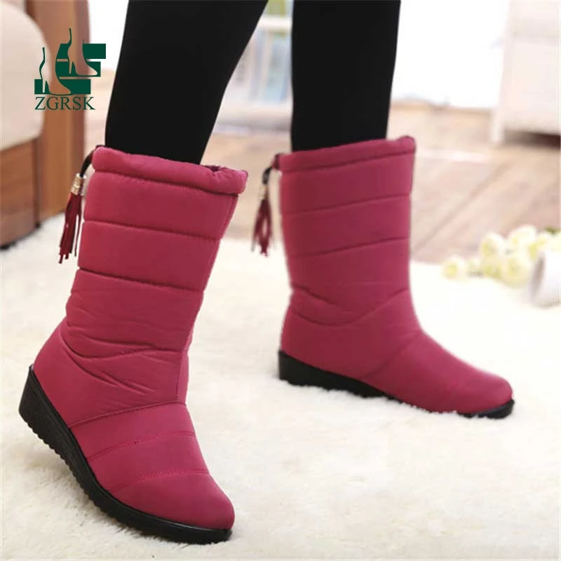 

2021 New Waterproof Snow Boots Women Mid-calf Boots Winter Shoes For Woman Warm Plush Boots For Women Booties Slip On Boot