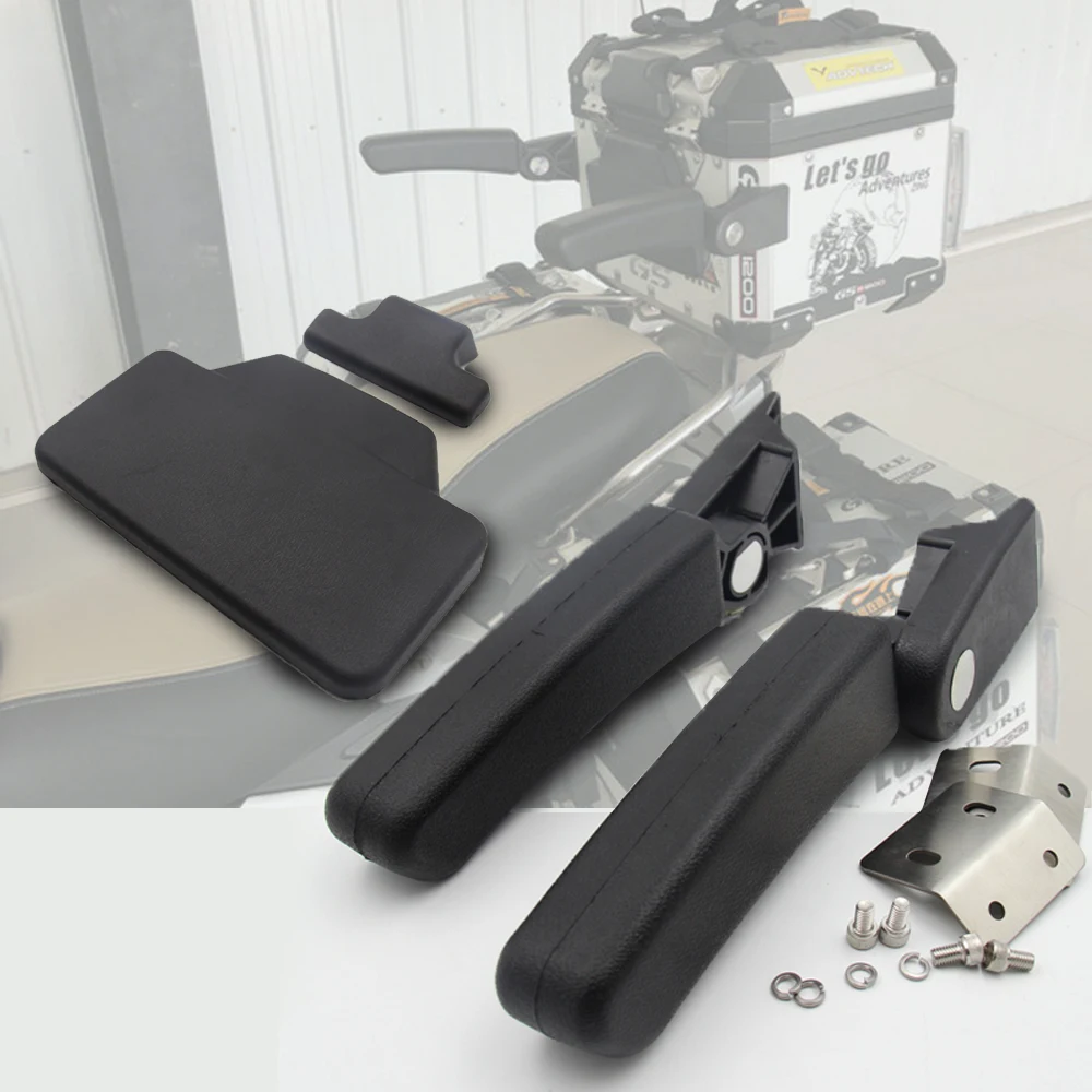 

Passenger Backrest Back Pad Rear Saddlebag Trunk Sticker+Aluminum Rear Box Passenger Armrest For BMW R1200 GS F800GS G310GS F650