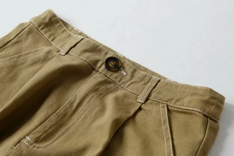 Новые женские модные стиль сафари пуговицы украшенные прямыми штанами шикарная