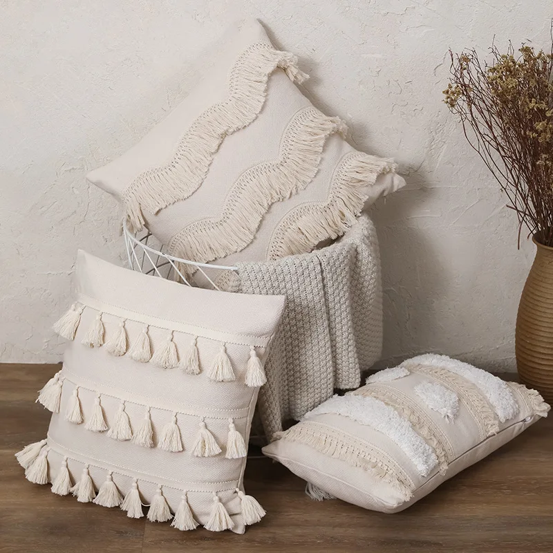 

Cushion Cover Fringed Tufted Pillowcase Nordic Bohemian Cushion Cover housse de coussin Sofa Pillow Cases cojines decorativos