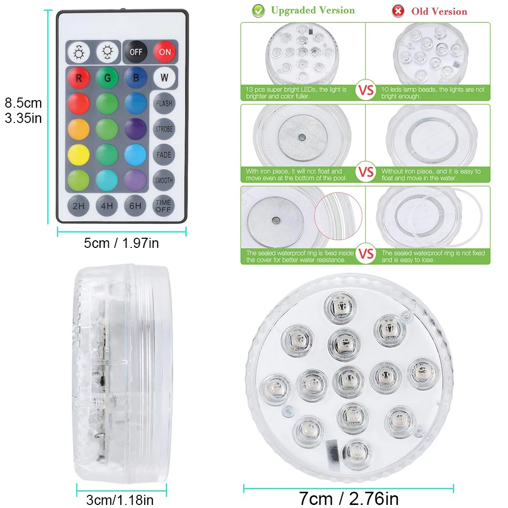 Фонасветильник светодиодный погружной для аквариума батарейка AAA IP68 1 м|Ночники| |