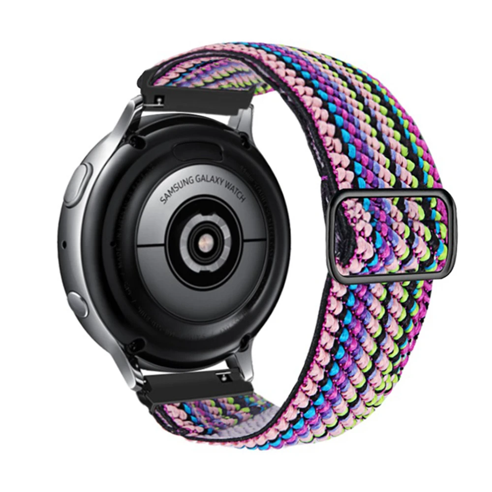 20 мм нейлоновый Плетеный ремешок для Samsung Galaxy watch 4/classic/46 мм/Active 2/Gear S3/fitbit versa