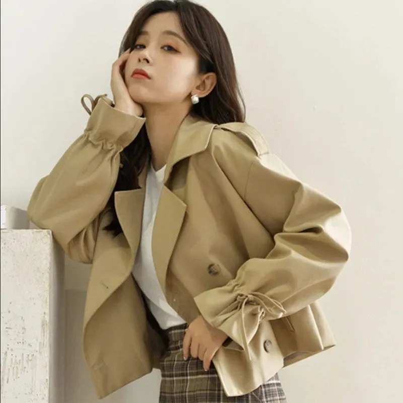 

Lapel Single Breasted Fashion Blazers Solid Colors Multi-Button Casual Commuter Coats Outwear Spring Autumn Short Trench Women