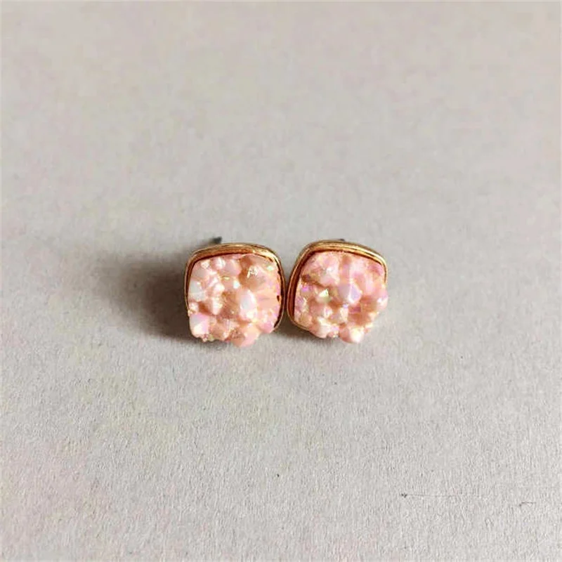 10 цветов s квадратные серьги гвоздики модные полимерные кварцевые каменные