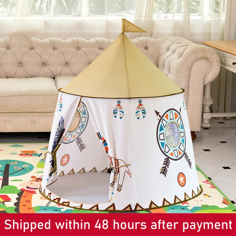 

Kid Tent House Portable Princess Castle 123*116cm Present Hang Flag Children Teepee Tent Play Tent Birthday Christmas Gift