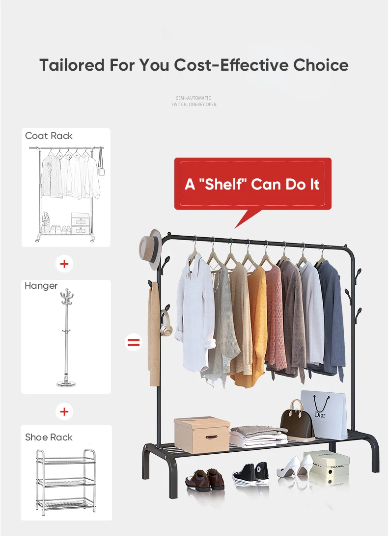 Floor Standing Movable Storage Garments Rack 8 Floor Standing Movable Storage Garments Rack
