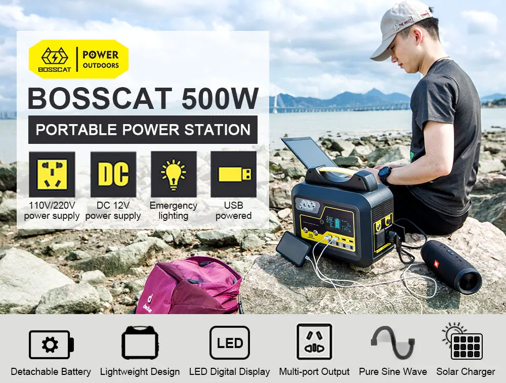 BOSSCAT AY-006 500 Вт наружная портативная электростанция power Bank генератор UPS с AC DC USB выход съемный аккумулятор