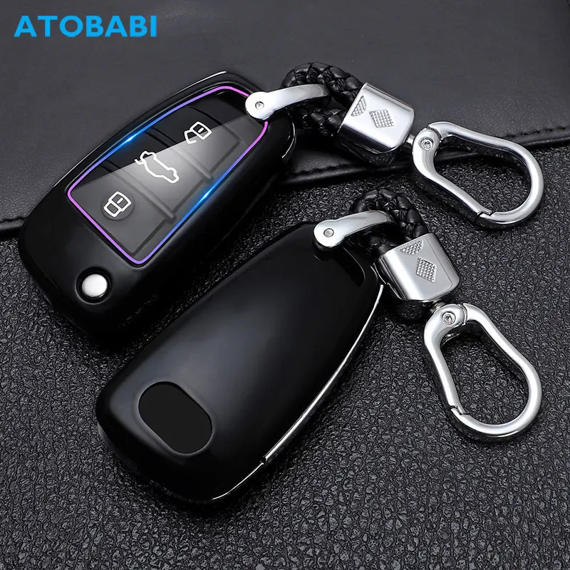 

ATOBABI ABS Car Key Cases For Audi A1 A2 A3 A4 A6 Q2 Q3 Q7 Allroad RS4 TT 3 Buttons Folding Remote Control Fobs Protector Cover