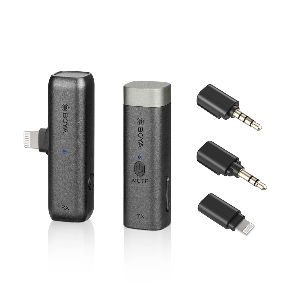BOYA BY-WM3 2.4G Wireless Mini Microphone for iPhone Lightning Android Type-C 3.5mm Smartphone DSLR Camera Desktop Laptop PC Mic